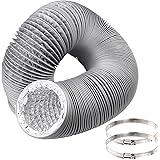 Duct Hose 4 inch by 12 feet, Abuff Flexible 4-Layers Aluminum Dryer Vent Tube Transition Duct with 2 Screw Clamps Great as HV