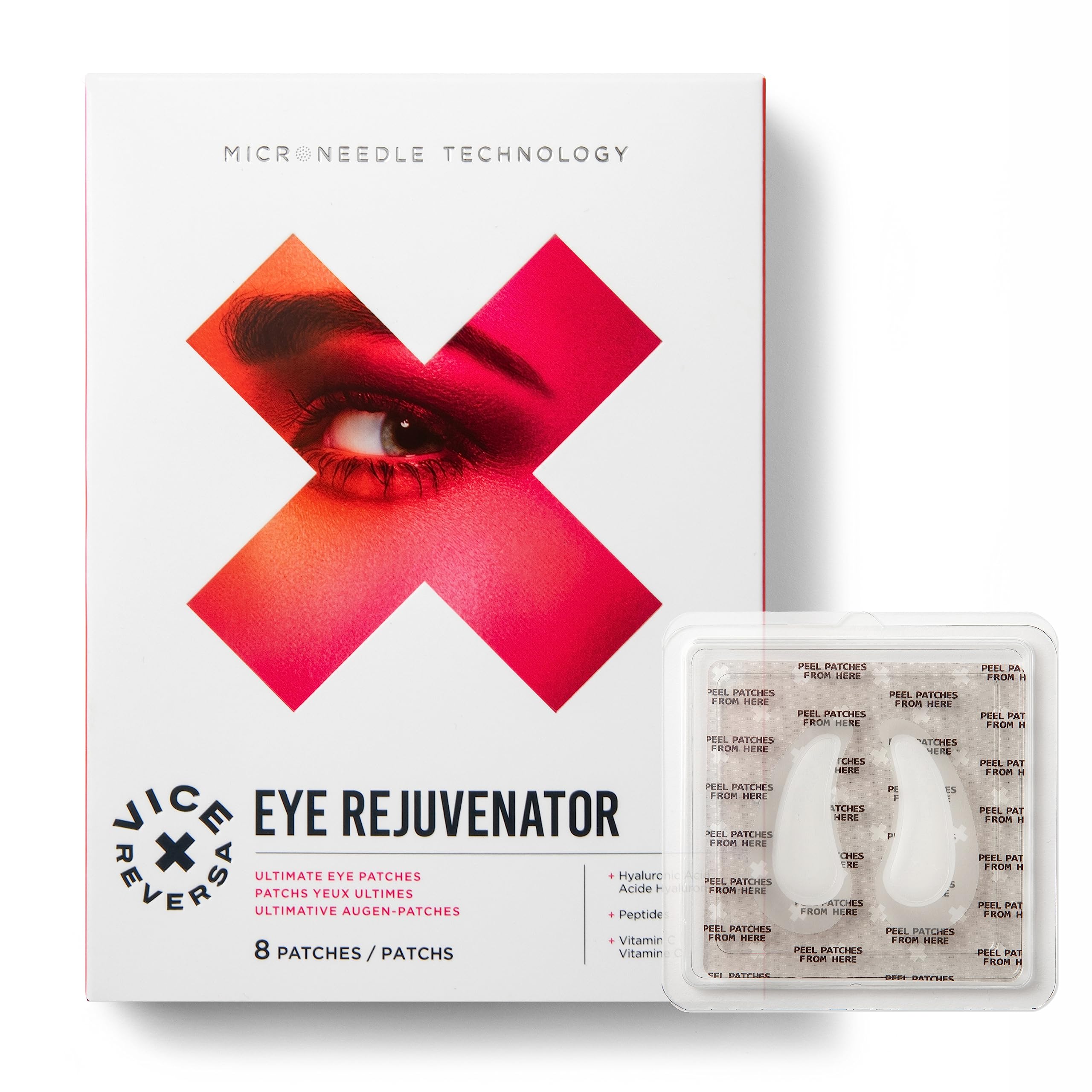 Vice Reversa Eye Rejuvenator - Under Eye Patches with Hyaluronic Acid - Hydrate & Brighten with MicroCrystal Skincare (4 Pairs)