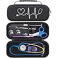 BOVKE Travel Stethoscope Case for 3M Littmann Classic III, Lightweight II S.E, MDF Acoustica Lightweight Stethoscopes, Mesh Pocket for Pen Lights, Medical Scissors, Nurse Accessories for Work, Black