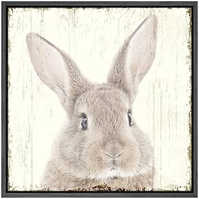 SIGNWIN Framed Canvas Wall Art Nursery Baby Bunny...