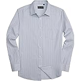 Alimens & Gentle Men's Striped Dress Shirt Button Down Regular Fit Shirts Casual Business Transitional Weather