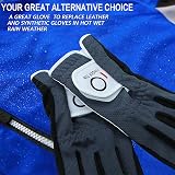 Finger Ten Golf Gloves Men Left Hand Blue 1 Pack All Weather Rain Grip M-Large view 4