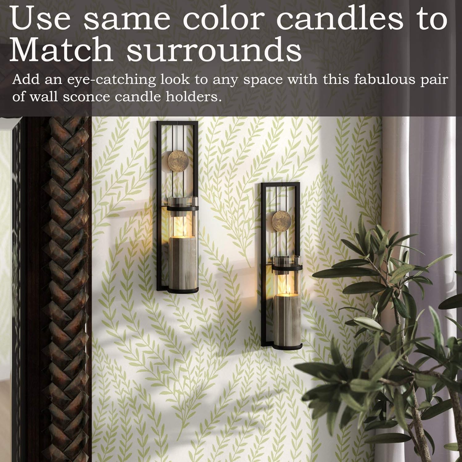 ALLADINBOX Wall Sconces Candle Holder Classic Metal Acrylic Wall Decorations for Living Room, Bathroom, Dining Room, Set of 2: Kitchen & Dining