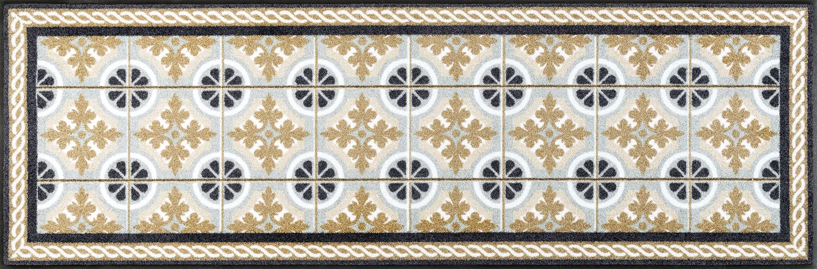 Wash + Dry Kitchen Tiles Doormat, Acrylic, beige, 60 x 180 x 0.7 cm