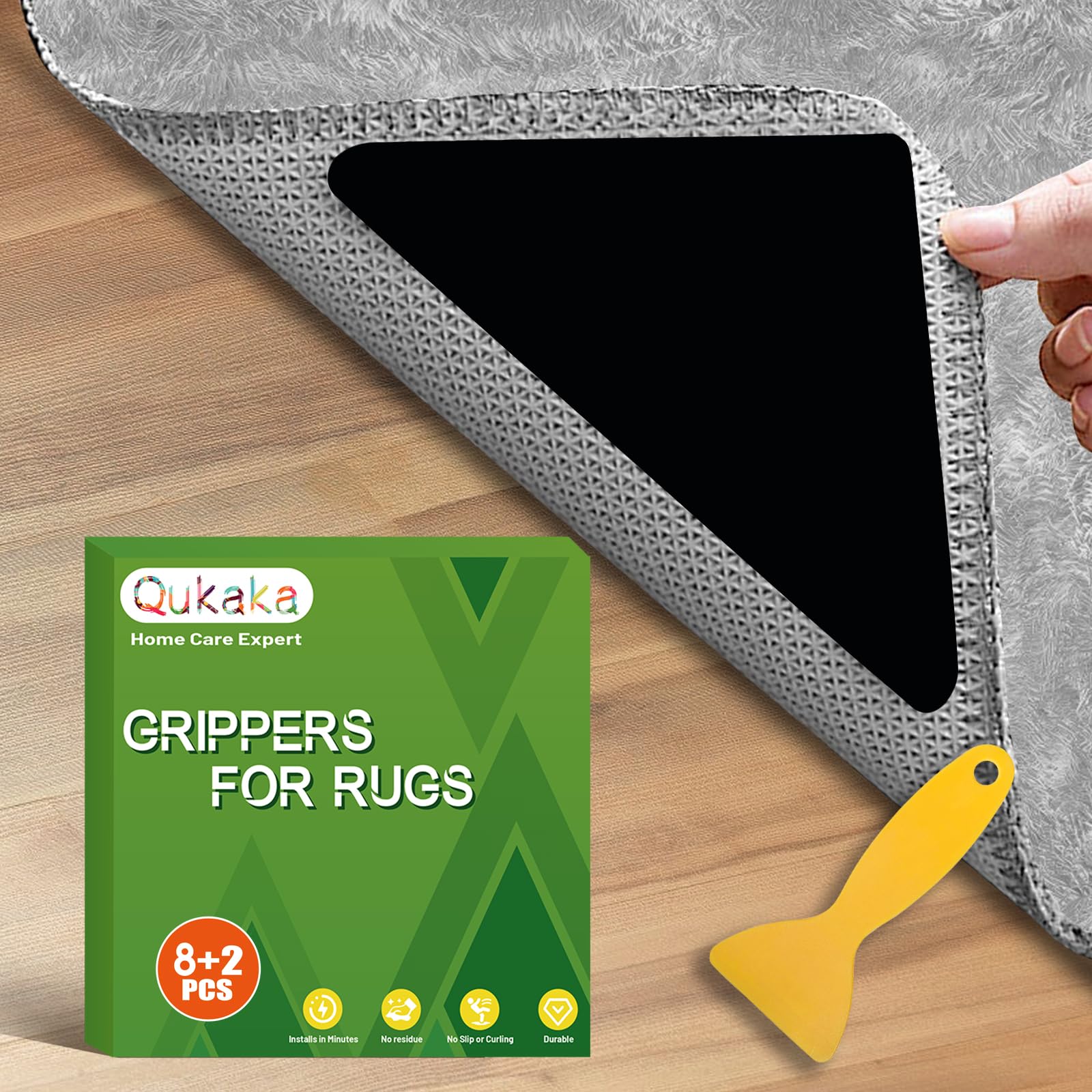 Qukaka 8+2 PCS Gripper for Rug, Double Sided Rug