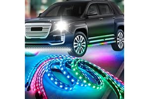 DOAUTO 6X LED Underglow Strips Light Kit Dream Chasing-White Color 6000K, 300-LEDs Strip Underbody Lights Kit 12V Waterproof