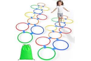 Oranmew Hopscotch Rings, 2-Set – 20 Round Hoops (11-inch) + 30 Connectors, Agility Rings for Kids, Builds Gross Motor Skills, Preschool & Kindergarten PE, Indoor/Outdoor Playground Obstacle Course