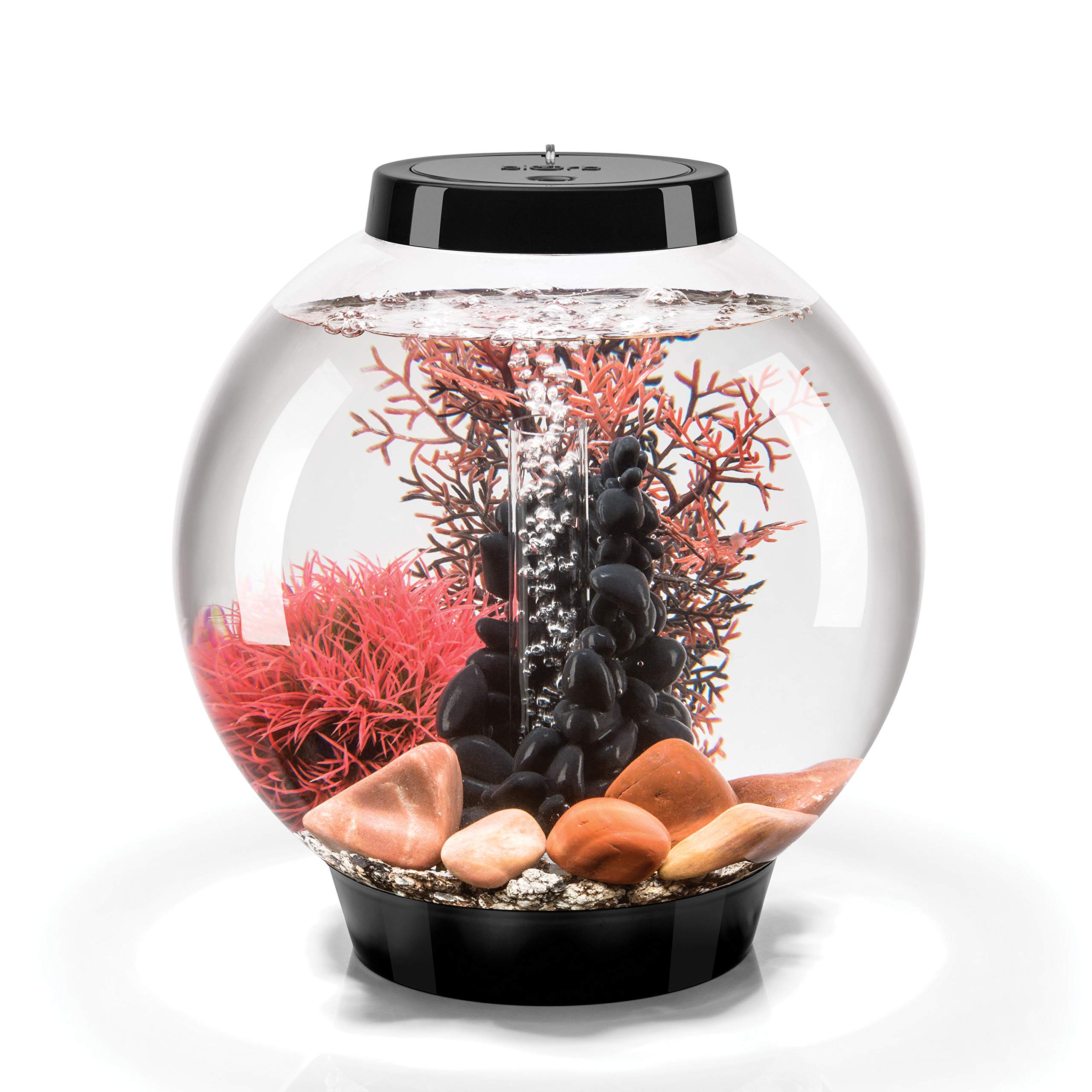 Photo 1 of biOrb Classic 15 Complete Aquarium Set, Black, 4-Gallon Aquarium with Red Stone River Décor and White LED Light