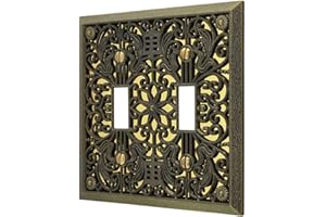Amerelle 65TTAB Filigree Wallplate, 2 Toggle, Antique Brass