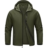 MAGCOMSEN Men's Jacket Waterproof Fleece Lightweight Softshell Rain Coat | 10000mm Waterproof Rating, Windbreaker, Breathable, Tactical, Hooded, Full Zip, Warm, Winter, Hiking, Camping