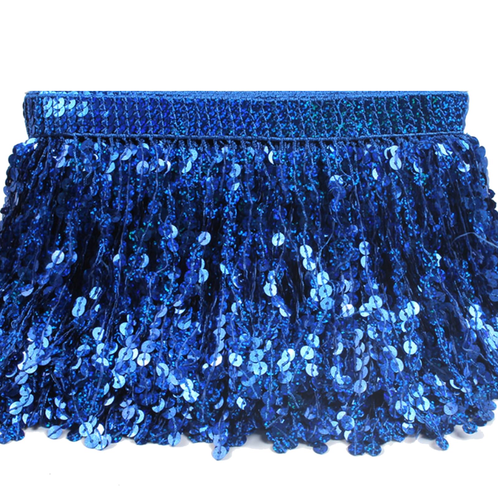 3 Meters Sequin Tassel Trim 15 cm 6" Luxury Fringe Fringing #1 (Royal Blue AB)