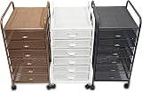 Osco White Wiremesh Cart | Document Trolley with 6 Drawers | Mobile Storage view 5