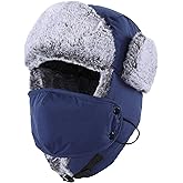 Home Prefer Men's Trapper Hat with Face Mask Faux Fur Trooper Trapper Hat for Men Winter Hunting Hat