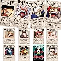 12PCS Anime one piece Poster 7.8X11.2 inch New Bounty Wanted