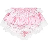 Satini Frilly Lace Sissy Ruffled French Knickers Briefs Lingerie Silky Satin Underwear Panties