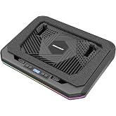 DeskLogics Laptop Cooling Pad, Quiet Turbo Fan Laptop Cooler for 12-19 Inch Gaming Laptop and MacBook, Height Adjustable Laptop Cooling Stand with RGB Light, Sealed Airflow Cooler Pad, USB Powered
