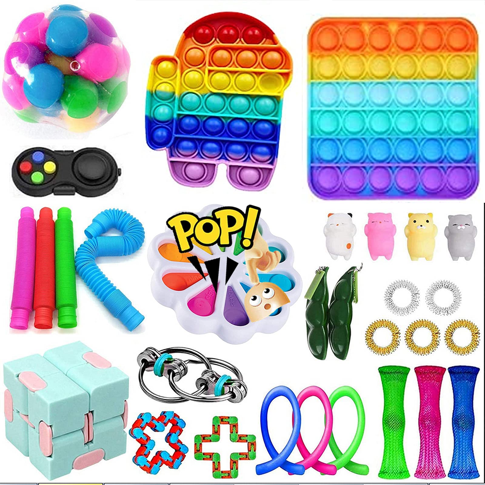 Sensory Fidget Toys Set, Stress Relief Squeezing Toys For Kids And Adults, Ejection Chicken/Stretchy