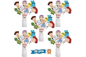 TEOY Toy Inspired Story Birthday Party Supplies, 28PCS Centerpieces Decorations Stick Table Toppers, Baby Shower Party Favors Photo Booth Props for Toy Inspired Story Theme Party Supplies Decor