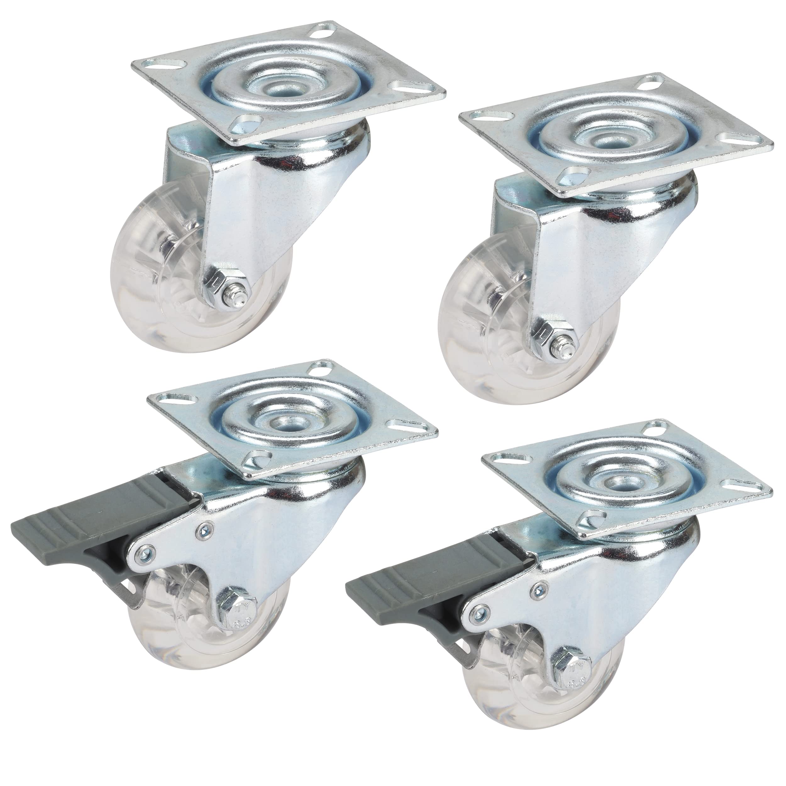 Dörner + Helmer 450551 Set of 2 Swivel Castors with Total Locking 50 x 20 mm Maximum Load 40 kg/Roll Multi-Coloured