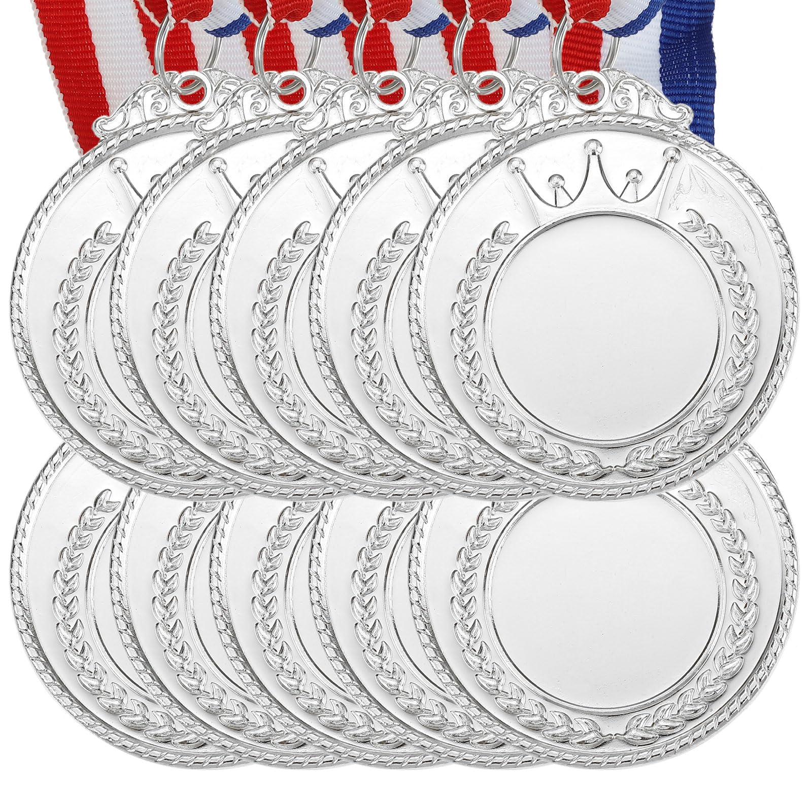 PATIKIL Blank Award Medals, 10 Pack Bronze Award Medals with Neck Ribbon, Make Your Medals Kit, Winner Medals Prize for Games Competitions