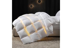 Bedsure Goose Feather Down Comforter King Size - Extra Fluffy Duvet Insert with 8 Corner Tabs for Winter, 100% Cotton Fabric, Machine Washable (106x90, 70 Oz)