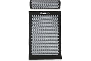 Kanjo FSA HSA Eligible Premium Large Acupressure Mat and Pillow Set for Back Pain Relief & Neck Pain Relief, with Memory Foam Pillow, Includes Carry Bag, Black XL