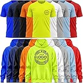 Work Shirts for Men, 5 Pack T-Shirt 1 Hoodie, Hi Vis Custom Workwear Uniforms High Visibilty, Custom Shirts Hoodie Small Business Company Black