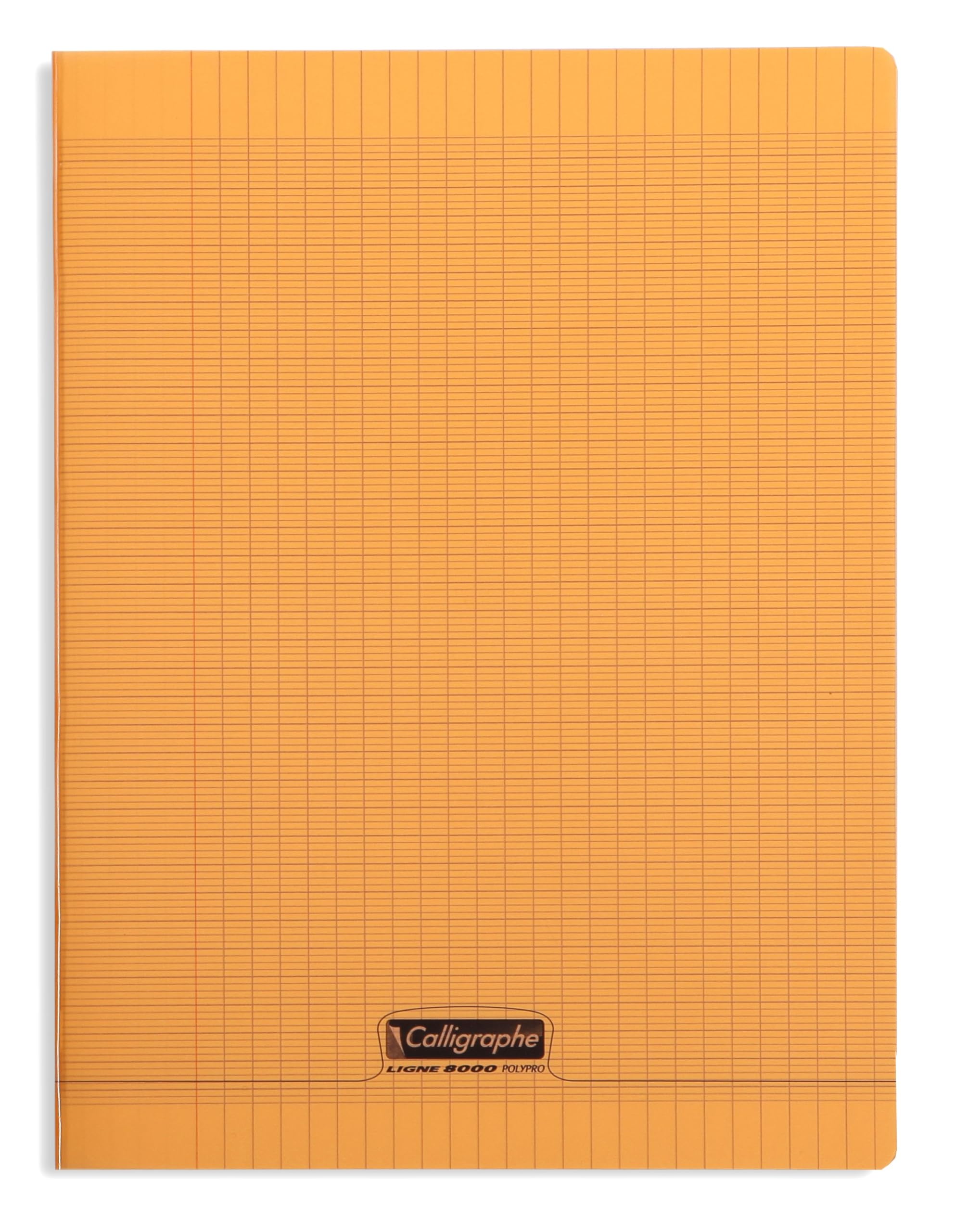 Calligrapher 18398C An Orange Stapled Notebook (a Clairefontaine Brand) - 24x32 cm - 192 Seyes TriColoure Pages - 90 g White Paper - Transparent Polypro Cover