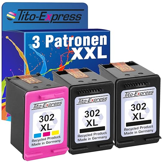 PlatinumSerie Set 3 Druckerpatronen remanufactured für HP 302 XL Black & Color mit Füllstandsanzeige und 145% mehr Inhalt! Fü