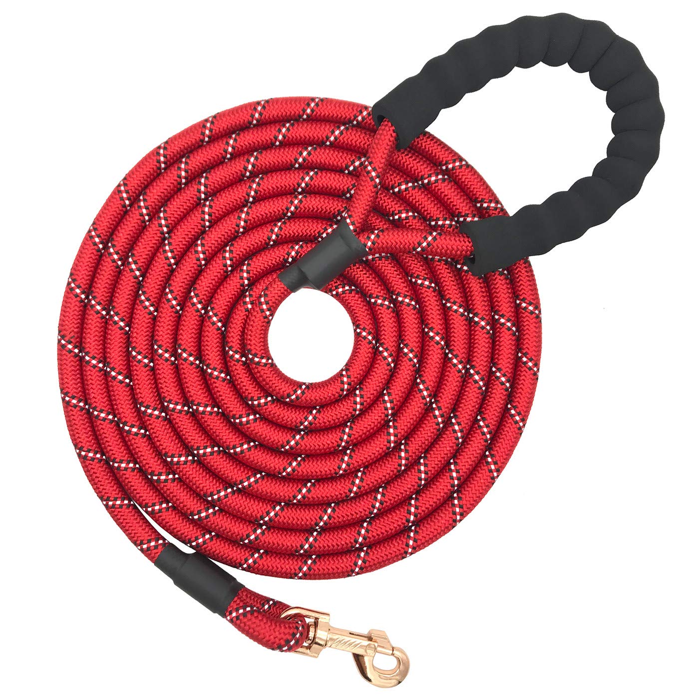 Shorven Nylon Strong Dog Rope Lead Reflective Training Dog Leash with Soft Handle 5-20 FT Long Red (Dia:0.5" 20FT)