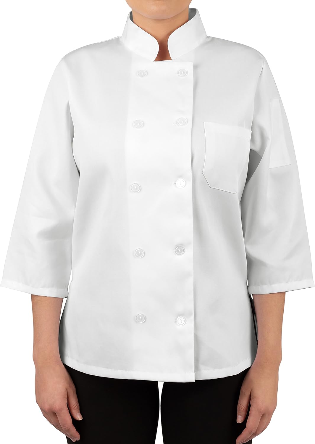 KNG Women's White Classic ¾ Sleeve Chef Coat: Clothing