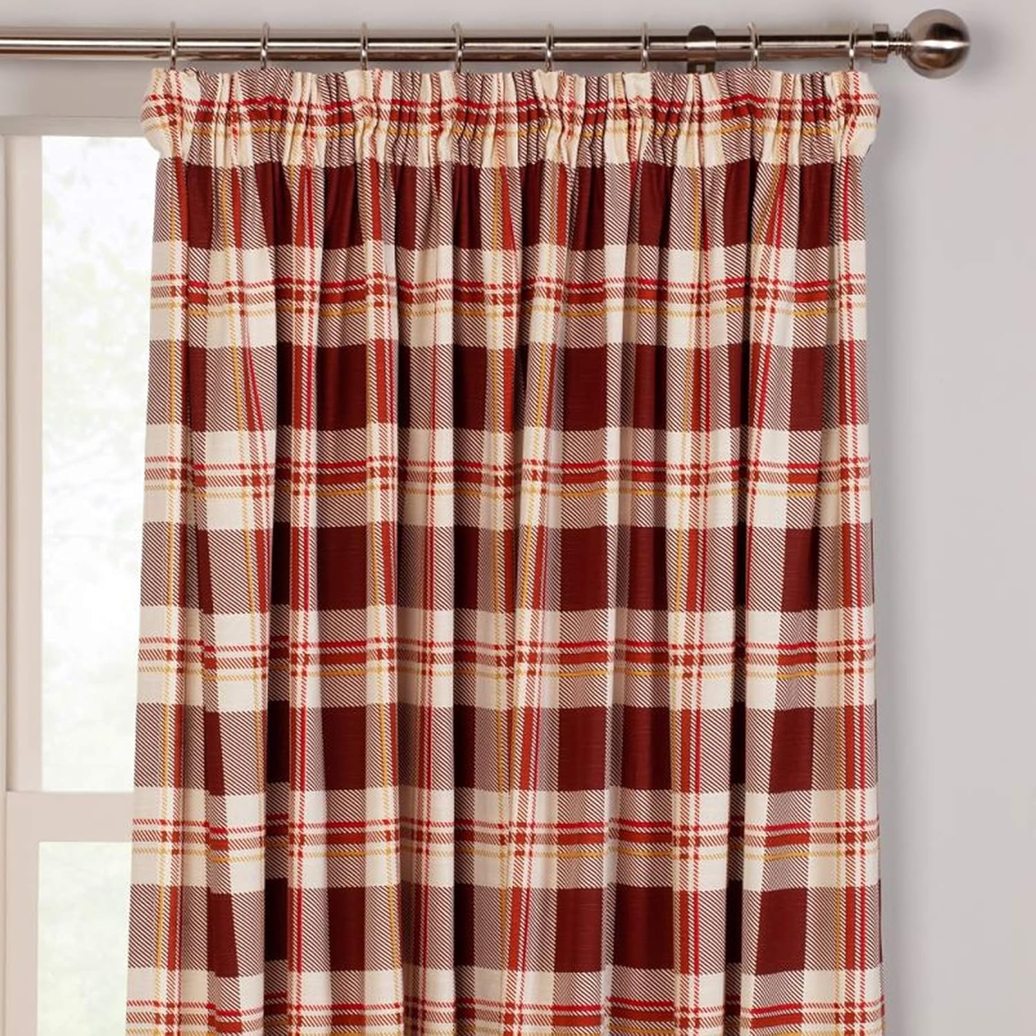 The Textile House Chelsea 3" Tape Top Printed Kitchen Curtains (Pair