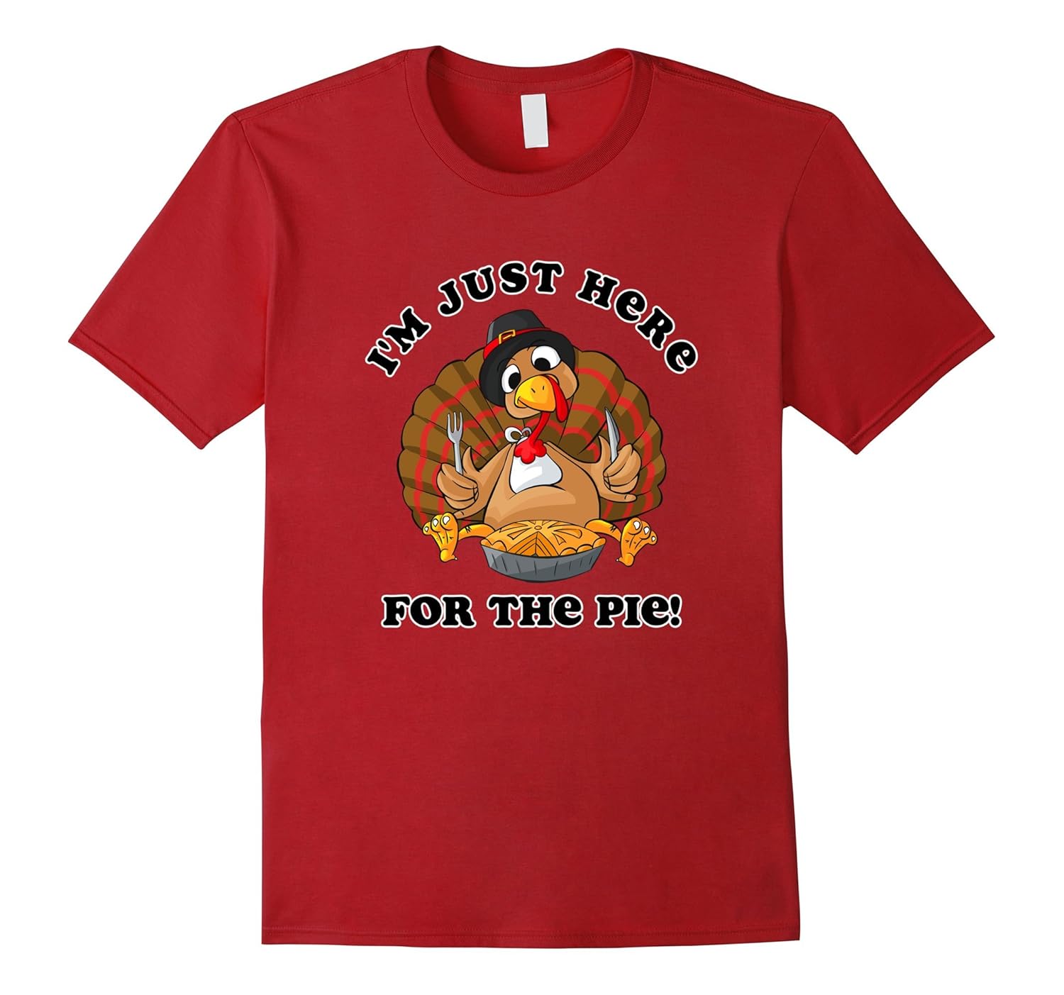 Funny Turkey Pilgrim Thanksgiving Pumpkin Pie T-Shirt-Rose