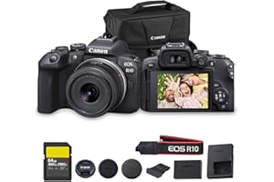 Canon EOS R10 Mirrorless Camera Kit with RF-S 18-45mm Lens | 24.2MP APS-C, 4K Video, Dual Pixel AF, 15fps Burst, Perfect for Beginner Photographers & Vloggers (5331C009) + 64GB Card + Shoulder Bag