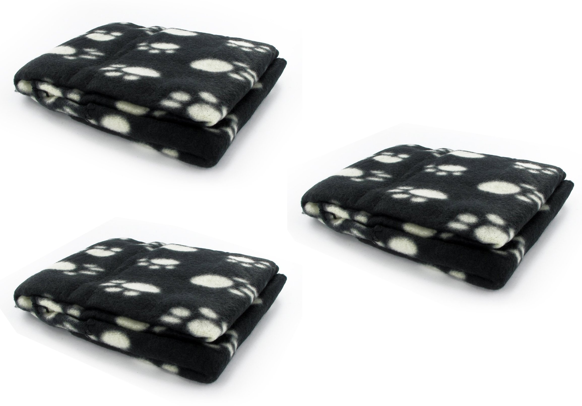 MOTTDAM 3 x Black Soft Fleece Warm Pet Dog/Cat Bed Blankets