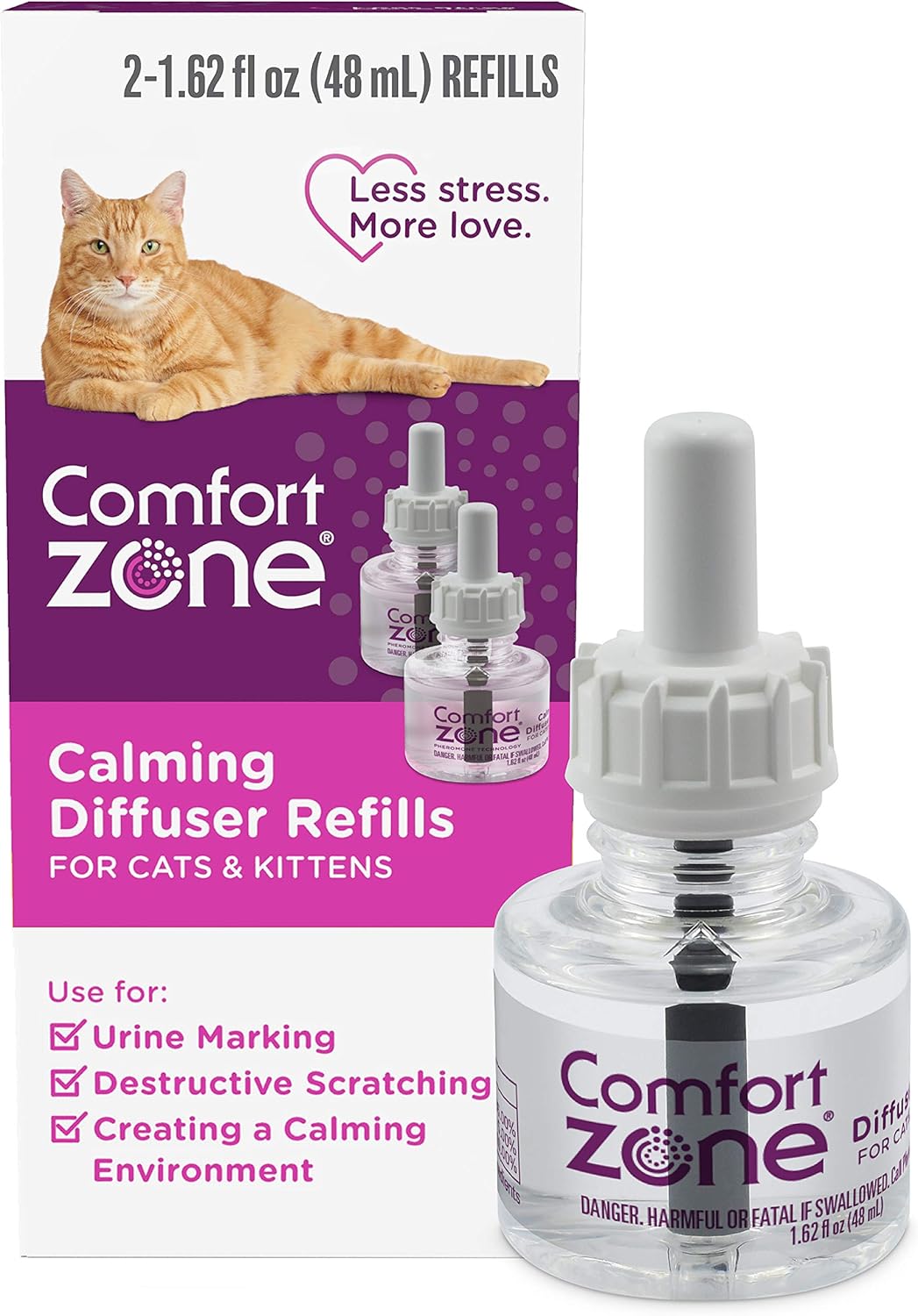 Comfort Zone Cat Calming Diffuser Refill, 48 ml-2 Pack, 60 Day Use : Garden & Outdoor