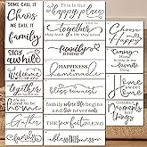Inspirational Word Stencils for Painting on Wood Fabric – 20PCS Reusable Farmhouse Sign Lettering Templates for DIY Crafts, W