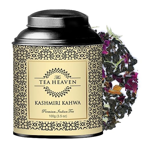 The Tea Heaven- Kashmiri Kahwa| Tea Gift Pack-Blended with Saffron, Almonds, Spices -100 %