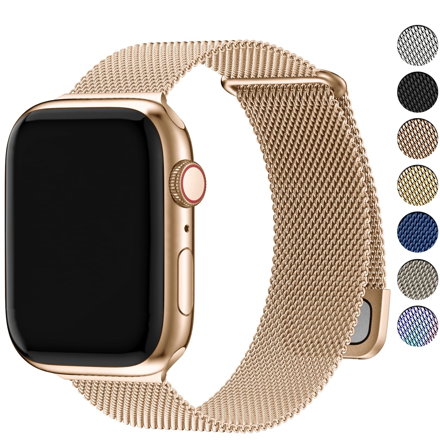 Fullmosa Compatible with Apple Watch Straps 40mm 42mm(S11/10) 38mm 41mm 46mm 44mm 45mm 49mm, Magnetic Milanese Loop iWatch Straps for Women Men for Series 11 10 9 8 7 6 5 4 Ultra SE 3 2 1, Rose Gold