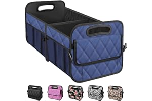 Olosar Collapsible Car Trunk Organizer with Reinforced Handles, Storage with 6 Pockets, Car Accessories for Women/Man (Large, Navy Blue)