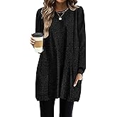 OFEEFAN Long Sleeve Shirts for Women Long Sweaters with Pockets Tunic Tops Loose Fit