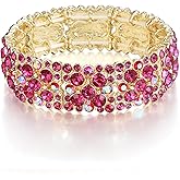 EVER FAITH Women's Round Austrian Crystal Elegant Bridal Stretch Bracelet