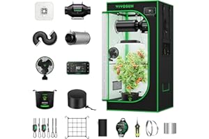 VIVOSUN GIY Plus Smart Advance Grow Tent Kit 2x2 ft WiFi-Integrated Complete Grow Tent System 2000D Mylar Grow Tents with Full-Spectrum Programmable Grow Light, Enhanced Ventilation & Circulation