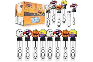 WOBENY 24 Pack Halloween Bubble Wands for Kids - Spooky Ghost, Bat, and Pumpkin Designs, Party Favors Bulk with Colorful Bubbles for Trick or Treat, Goodie Bag Stuffers, Birthday Gifts, Carnival Prizes