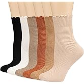 Women's Ruffle Ankle Socks 6-Pack - Breathable Cotton Frilly Socks With Lettuce Trim