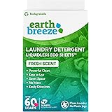 Earth Breeze Laundry Detergent Sheets - Fresh Scent - No Plastic Jug (60 Loads) 30 Sheets, Liquidless Technology