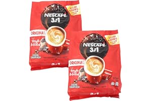 2 Packs Nescafé 3-in-1 ORIGINAL Premix Instant Coffee Single Serve Packets Total 50 Sticks