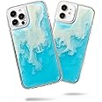 SteepLab Flowing Neon Sand Liquid Case for iPhone 12 & iPhone 12 Pro (2020, 6.1") - Full Body Protection with Raised Bezel - Ocean and Beach