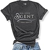 Real Estate Agent T-Shirt for Women – “at Your Service” Realtor Gift Top – Soft Charcoal Heather Cotton Blend – Relaxed Fit Crew Neck – Printed in The USA – Lead-Generating Real Estate Shirt - Medium