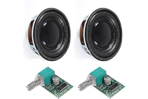 ALAMSCN 2PCS 1.5" 4Ohm 3W Full Range Audio Stereo Speaker Round Loudspeaker + 2PCS 3Wx2 DC 5V Class D Digital Amplifier PAM8403 Amp Module for Arduino DIY Replacement